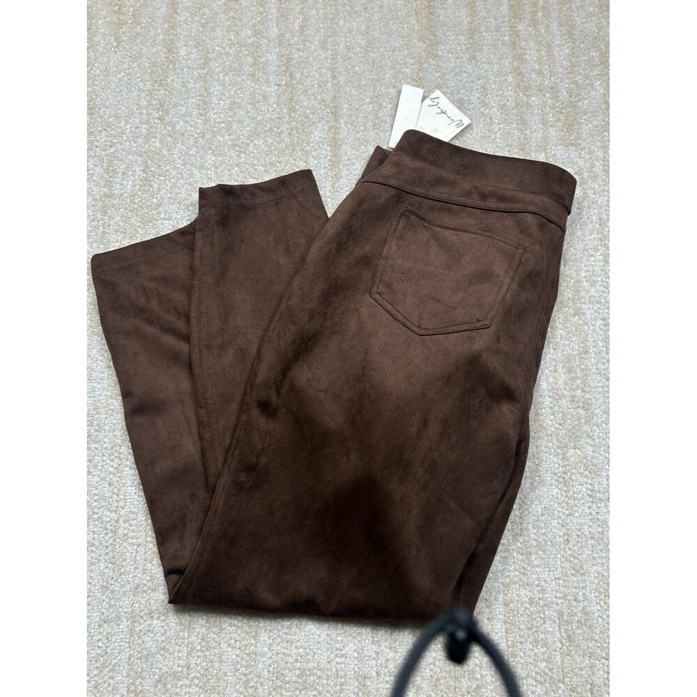 Wonderly Womens 1X Chocolate Brown Pull On Pants NWT Stretch pockets